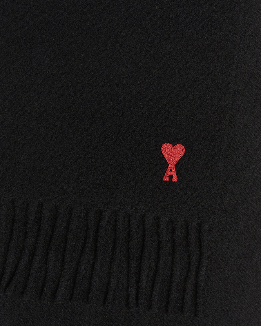Herr | AMI Heart Logo Scarf Black | AMI | Heart Logo Scarf Black