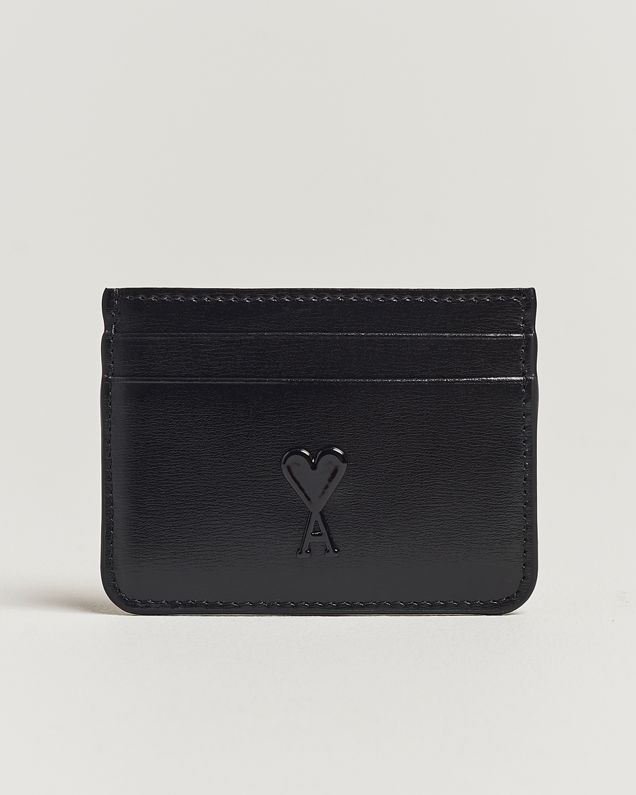 Herr | AMI Tonal Logo Leather Cardholder Black | AMI | Tonal Logo Leather Cardholder Black