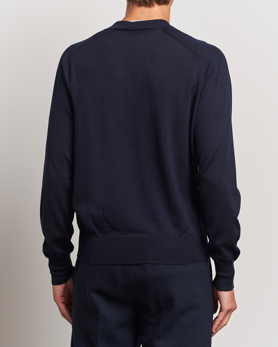 Herr | Tröjor | AMI | Tonal Heart Logo Wool Crew Neck Navy