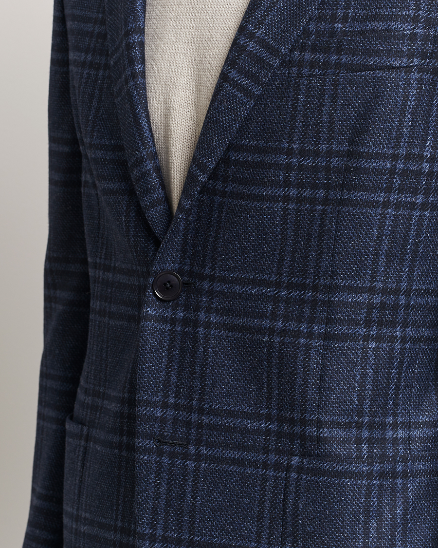 Herr | Kavajer | Zegna | Unconstructed Wool/Silk Blazer Navy Check