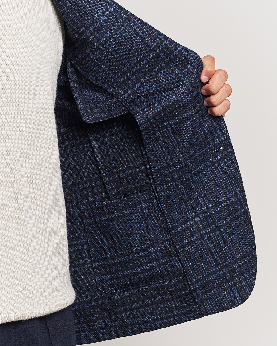Herr | Kavajer | Zegna | Unconstructed Wool/Silk Blazer Navy Check