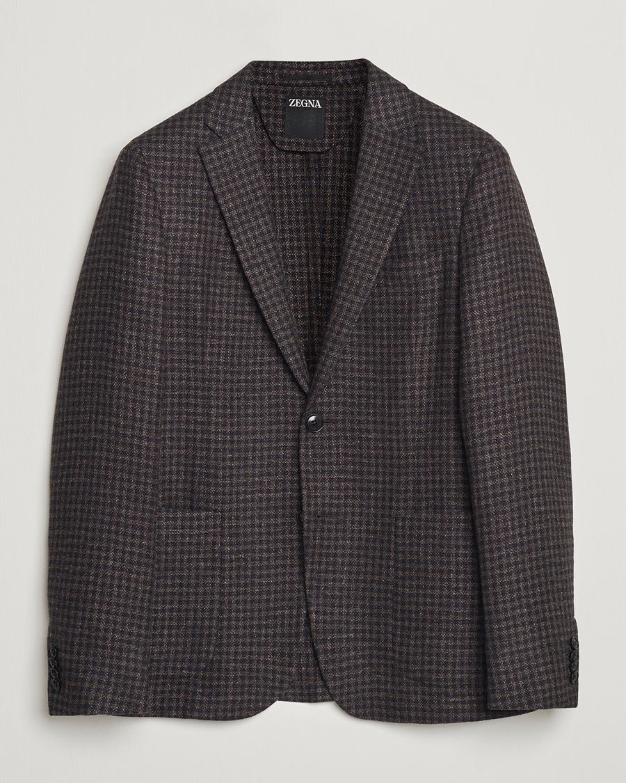 Herr | Kavajer | Zegna | Unconstructed Wool/Cashmere Blazer Brown Check