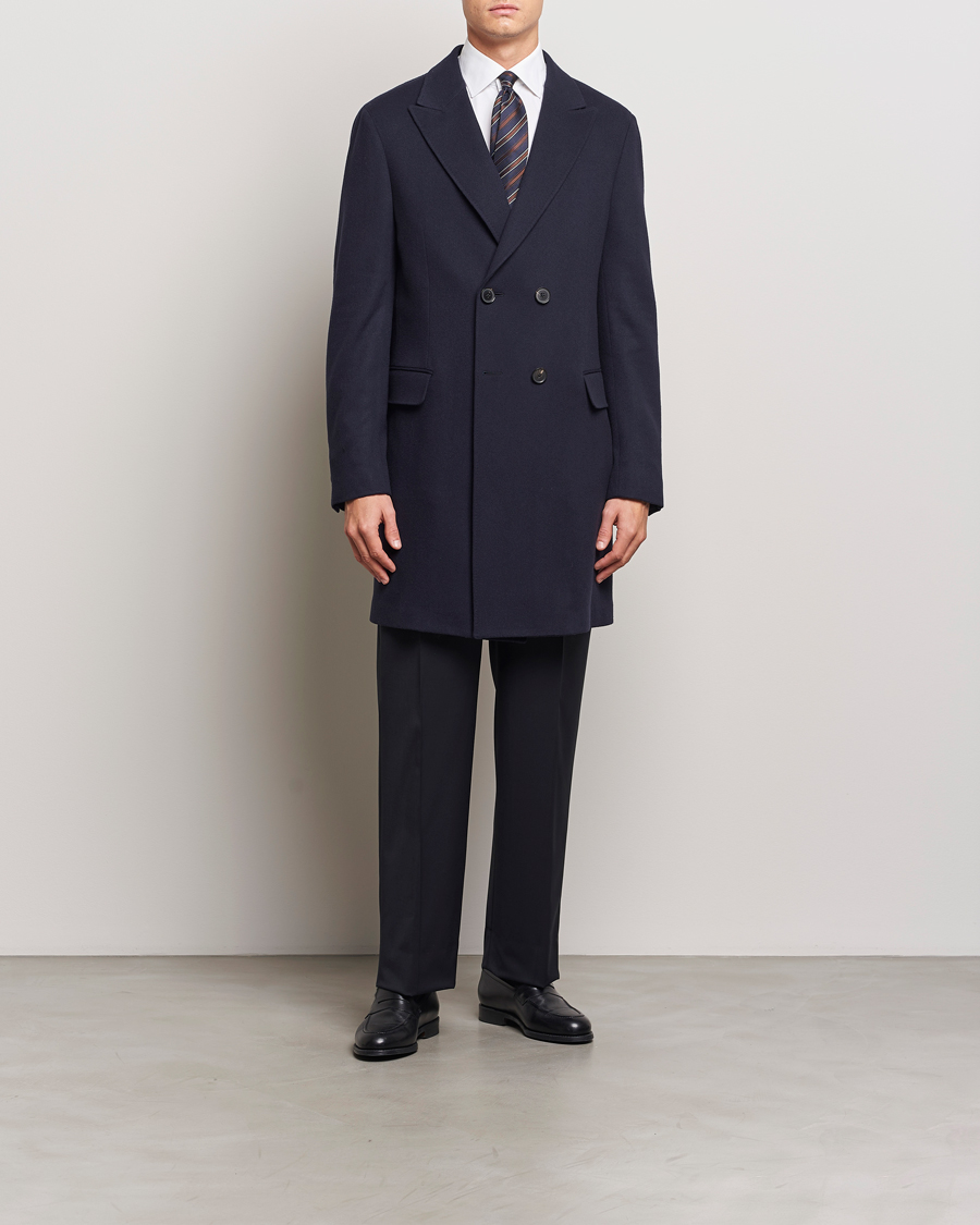 Herr | Jackor | Zegna | Wool/Cashmere Double Breasted Coat Navy