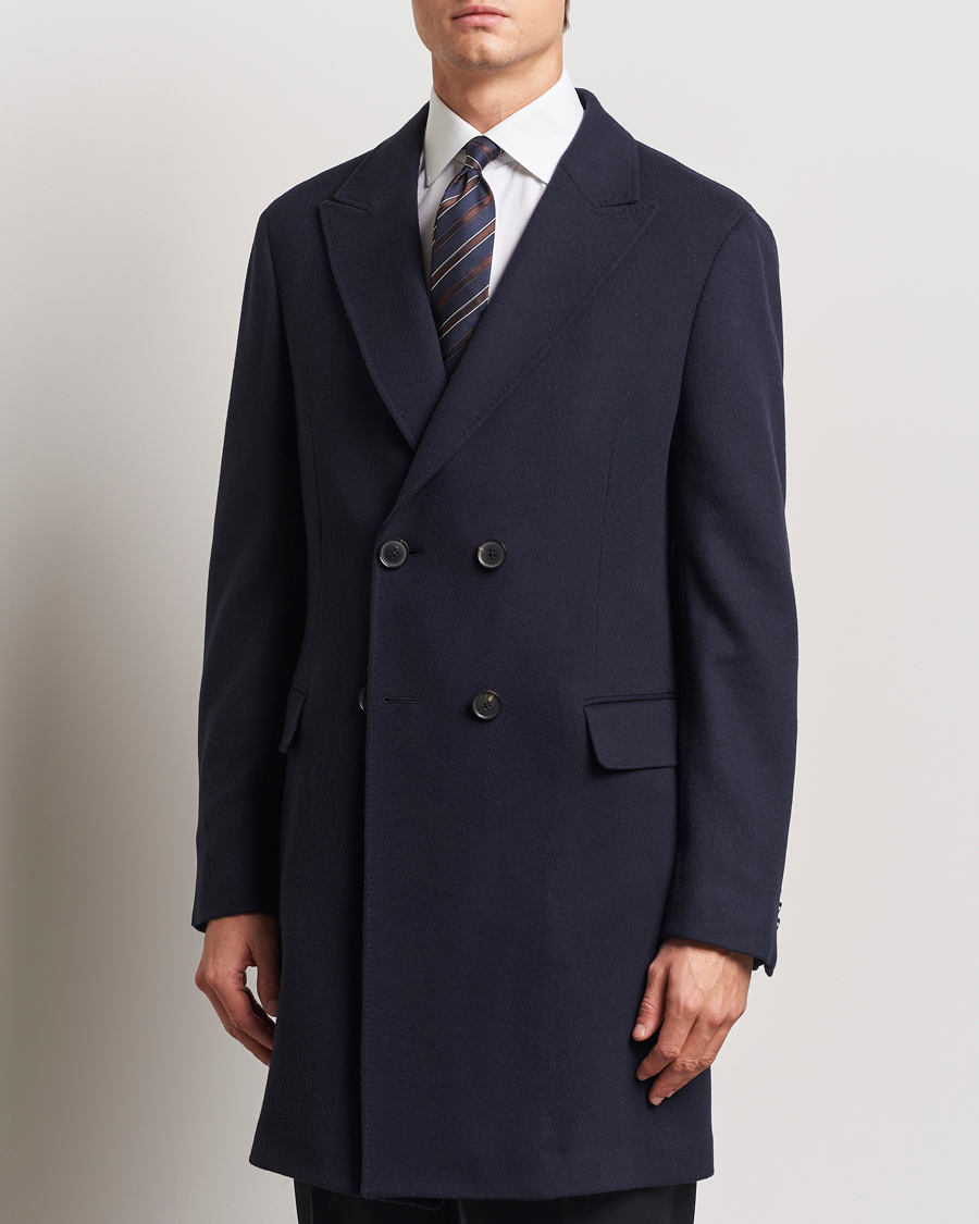 Herr | Jackor | Zegna | Wool/Cashmere Double Breasted Coat Navy