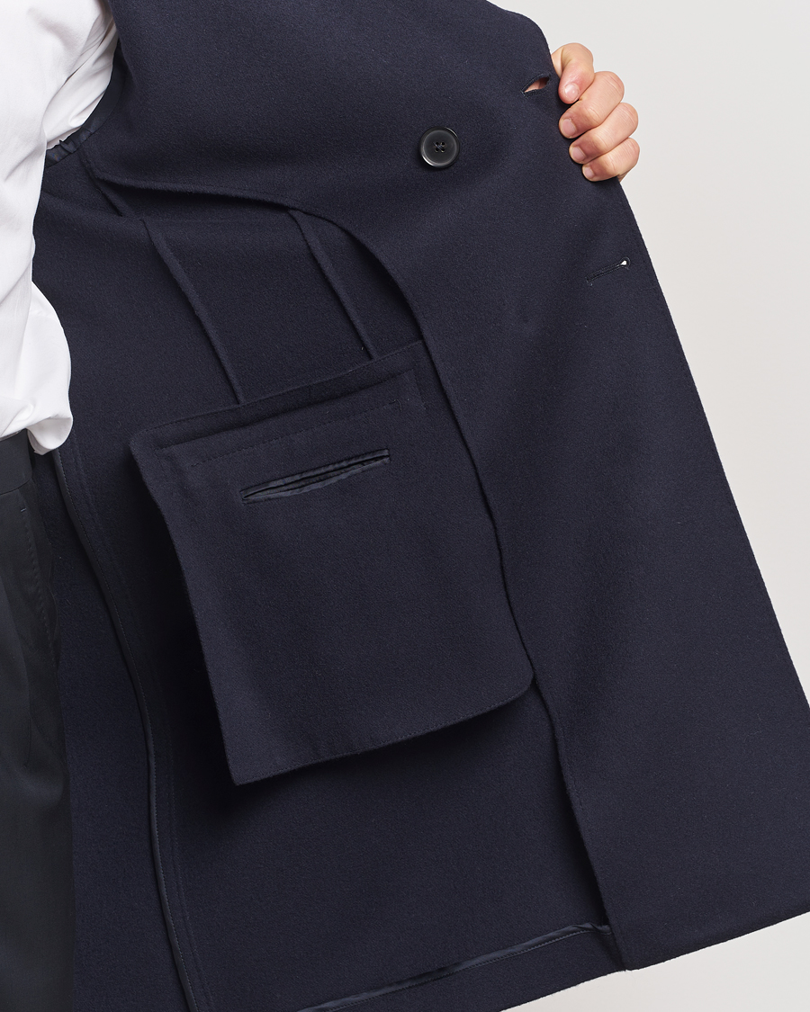Herr | Jackor | Zegna | Wool/Cashmere Double Breasted Coat Navy