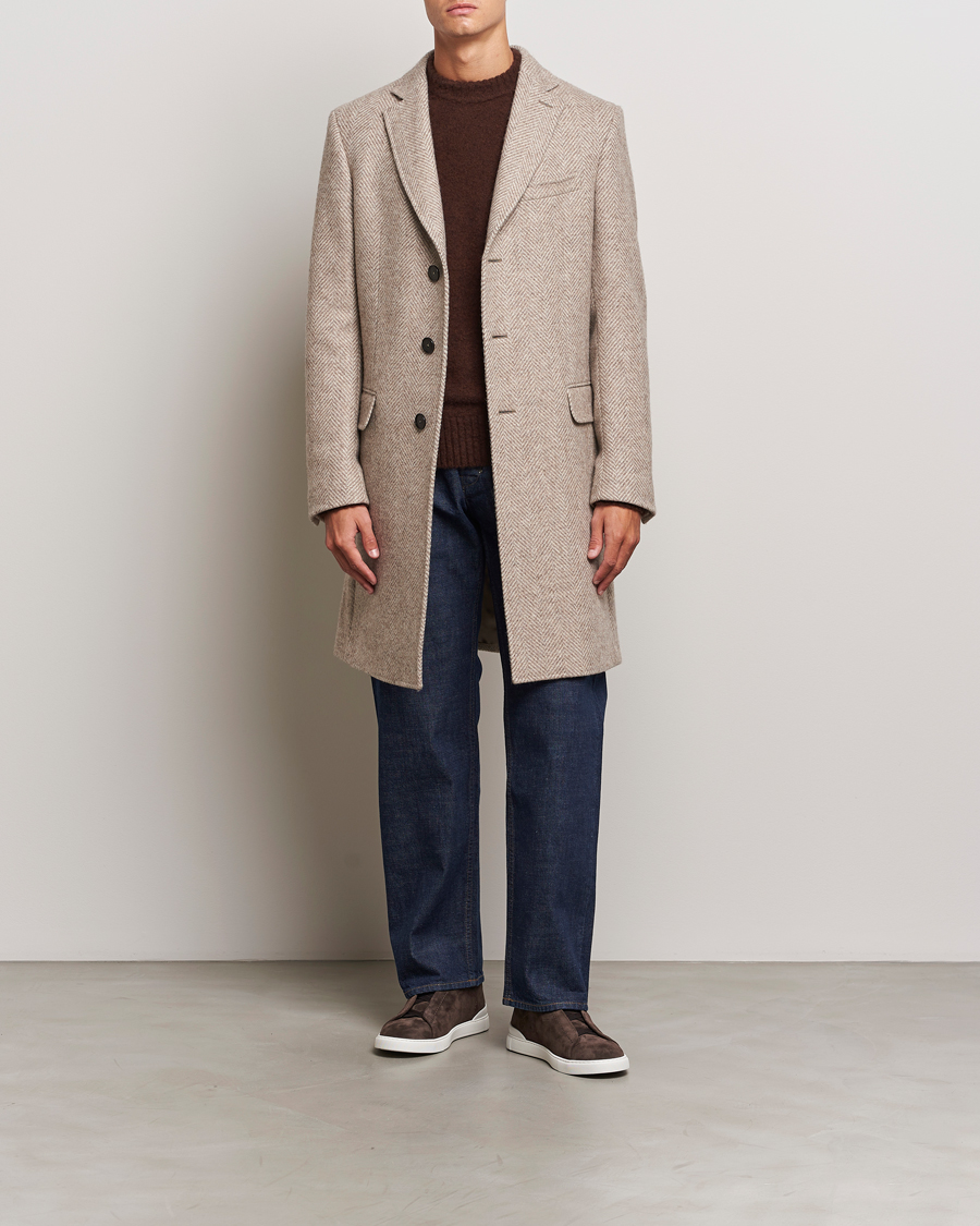 Herr | Jackor | Zegna | Wool/Cashmere Double Breasted Coat Beige