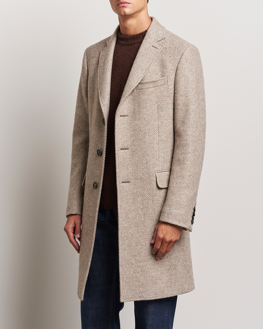 Herr | Jackor | Zegna | Wool/Cashmere Double Breasted Coat Beige