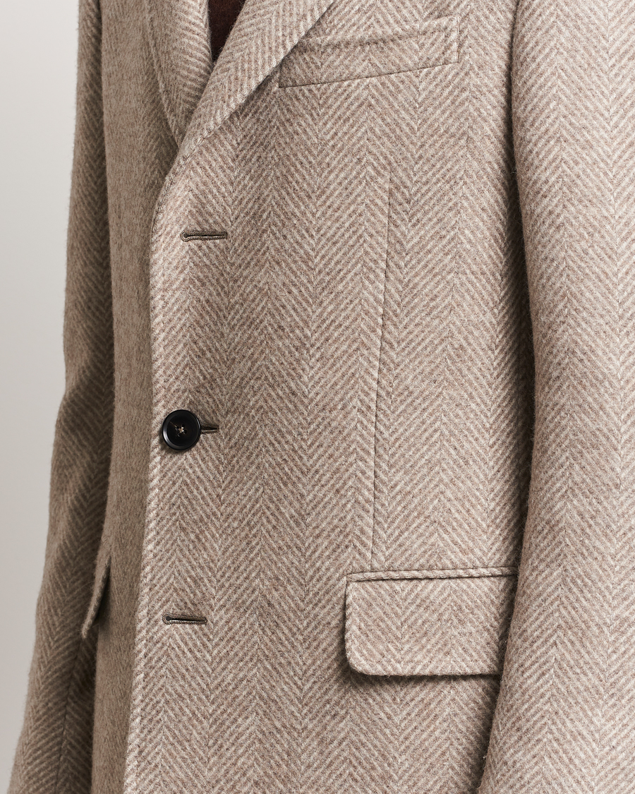 Herr | Jackor | Zegna | Wool/Cashmere Double Breasted Coat Beige