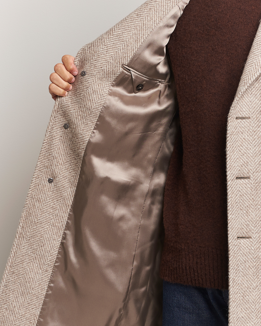 Herr | Jackor | Zegna | Wool/Cashmere Double Breasted Coat Beige
