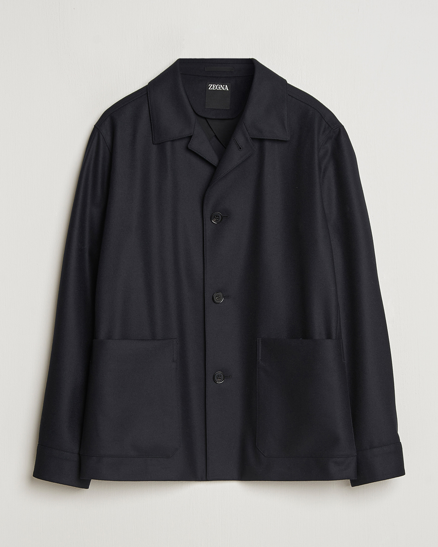 Herr | Jackor | Zegna | Flannel Chore Jacket Black