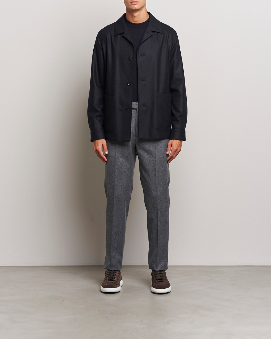 Herr | Jackor | Zegna | Flannel Chore Jacket Black