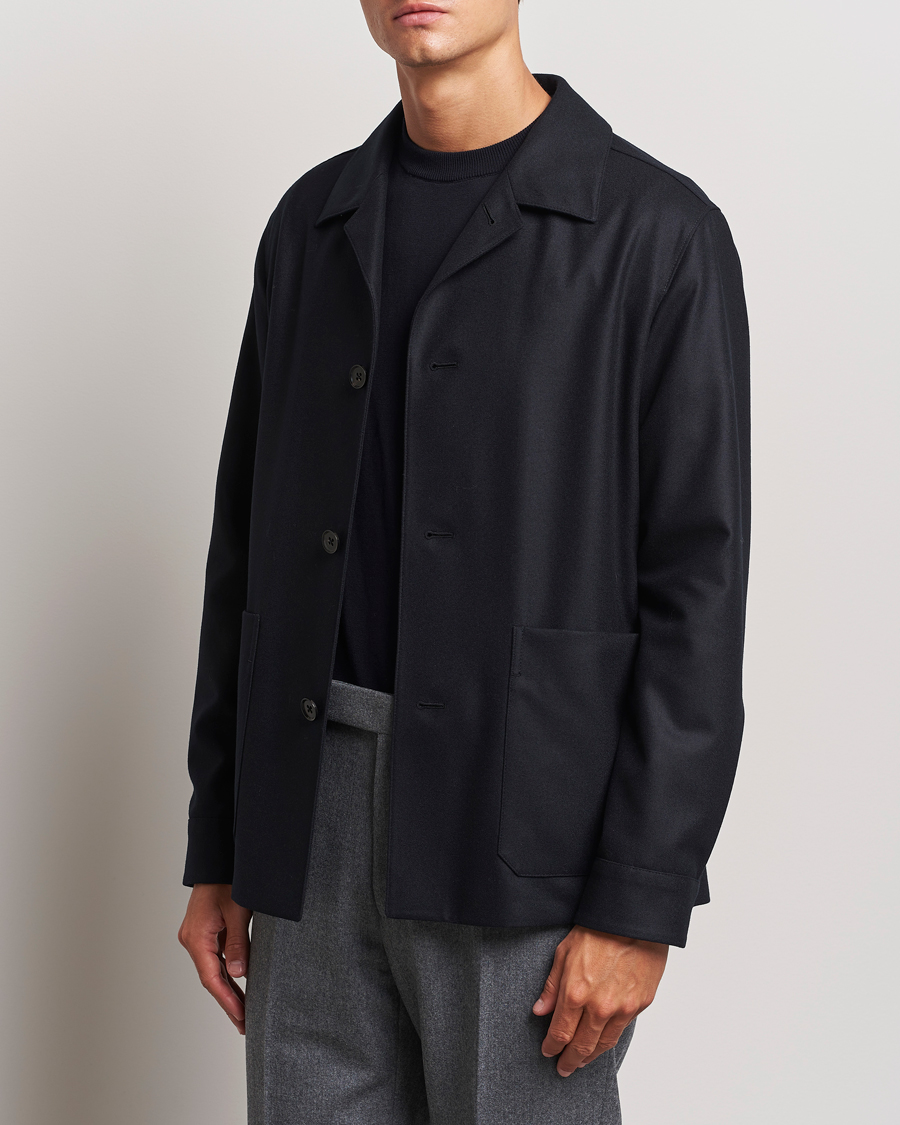 Herr | Jackor | Zegna | Flannel Chore Jacket Black