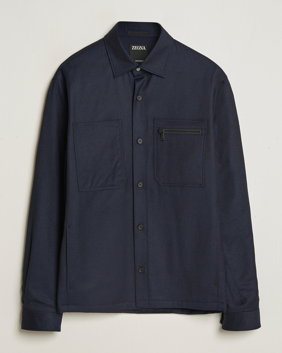 Herr | Jackor | Zegna | Techmerino Flannel Shirt Jacket Navy