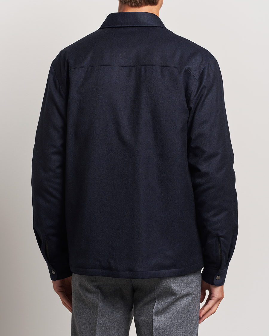 Herr | Jackor | Zegna | Techmerino Flannel Shirt Jacket Navy