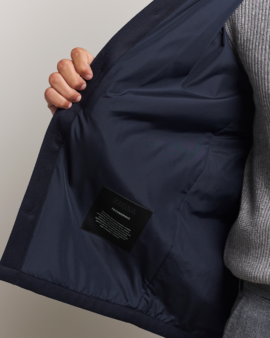 Herr | Jackor | Zegna | Techmerino Flannel Shirt Jacket Navy