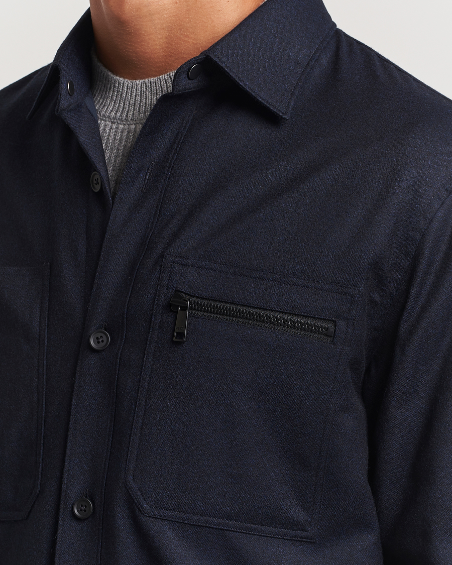 Herr | Jackor | Zegna | Techmerino Flannel Shirt Jacket Navy