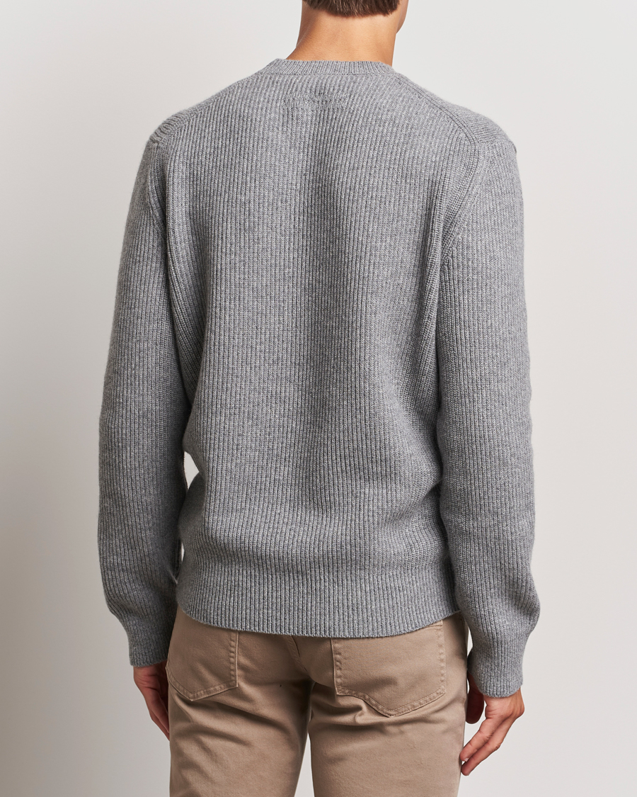 Herr | Tröjor | Zegna | Oasi Cashmere Rib Crewneck Grey Melange