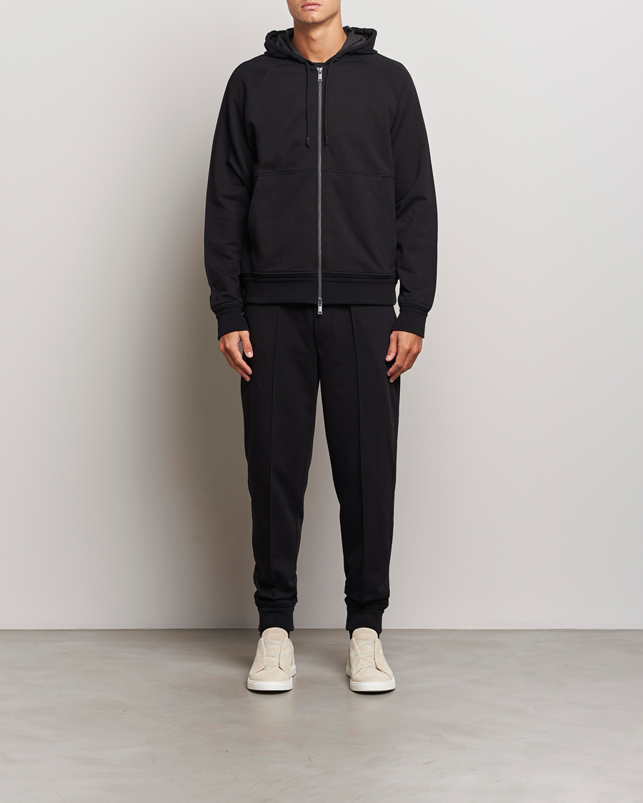 Herr | Tröjor | Zegna | Cotton Stretch Zip Hoodie Black