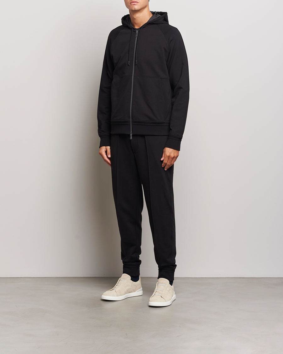 Herr | Byxor | Zegna | Cotton Stretch Drawstring Pants Black