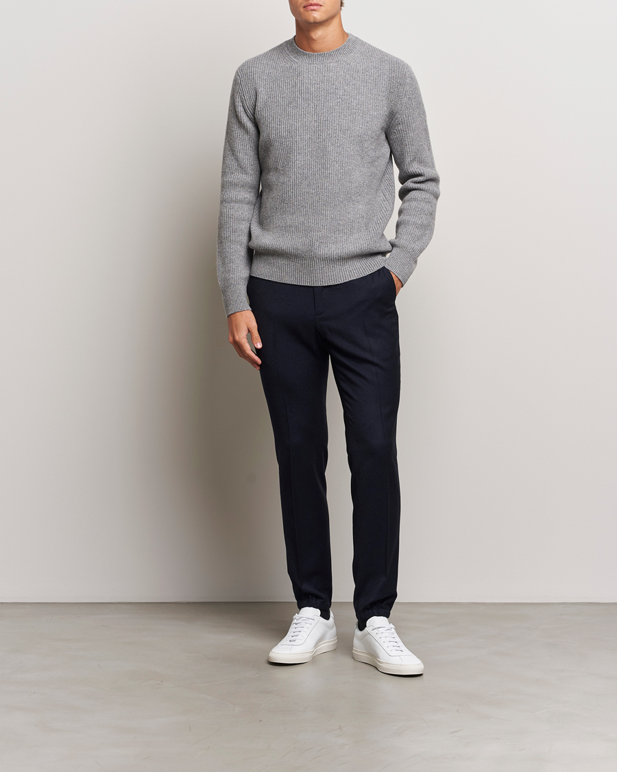 Herr | Byxor | Zegna | Techmerino Flannel Drawstring Pants Navy