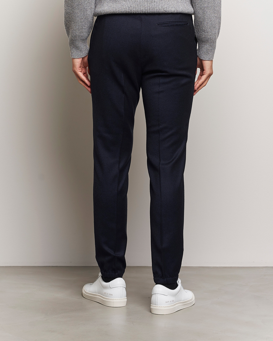 Herr | Byxor | Zegna | Techmerino Flannel Drawstring Pants Navy