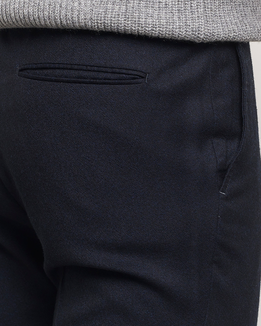 Herr | Byxor | Zegna | Techmerino Flannel Drawstring Pants Navy
