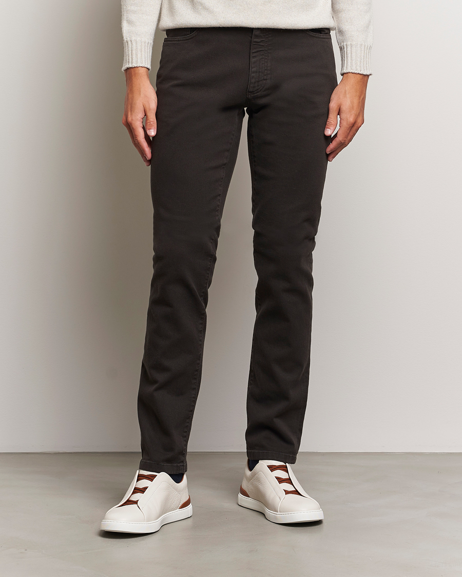 Herr | Byxor | Zegna | 5-Pocket Comfort Denim Pants Dark Brown