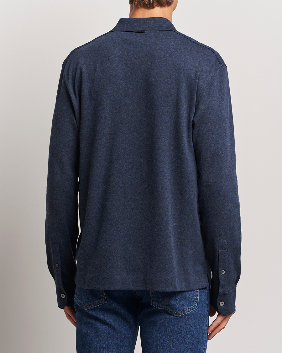 Herr | Tröjor | Zegna | Soft Cotton Long Sleeve Polo Navy