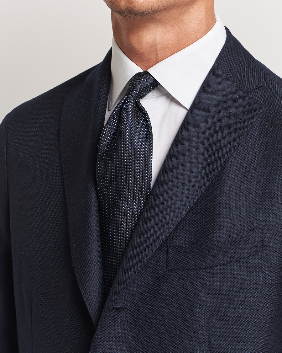 Herr | Slipsar | Zegna | Jacquard Silk Tie Navy