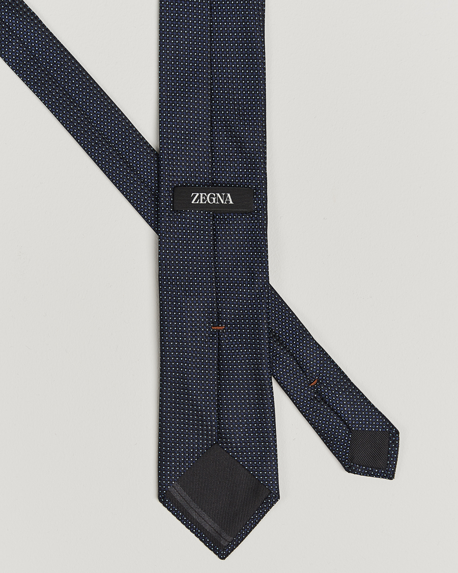 Herr | Slipsar | Zegna | Jacquard Silk Tie Navy
