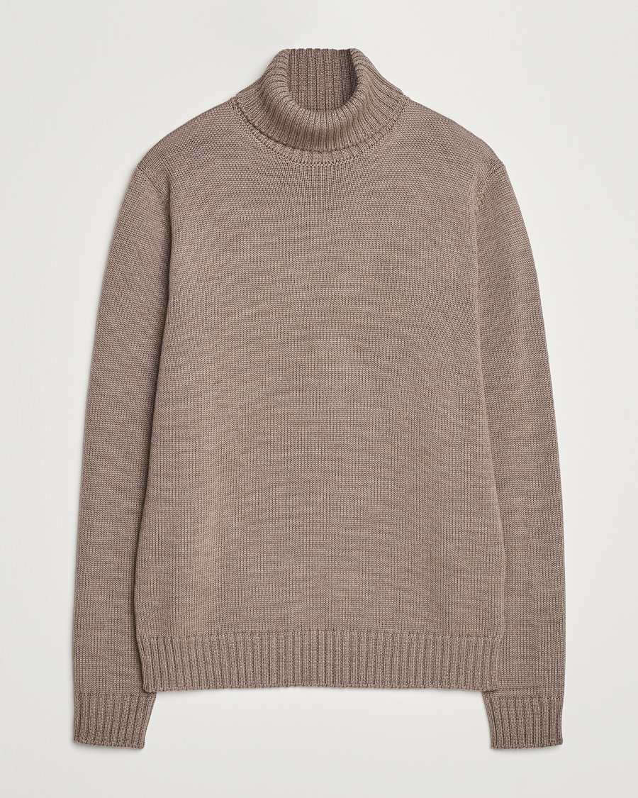 Herr | Tröjor | Zanone | Virgin Merino Wool Rollneck Taupe