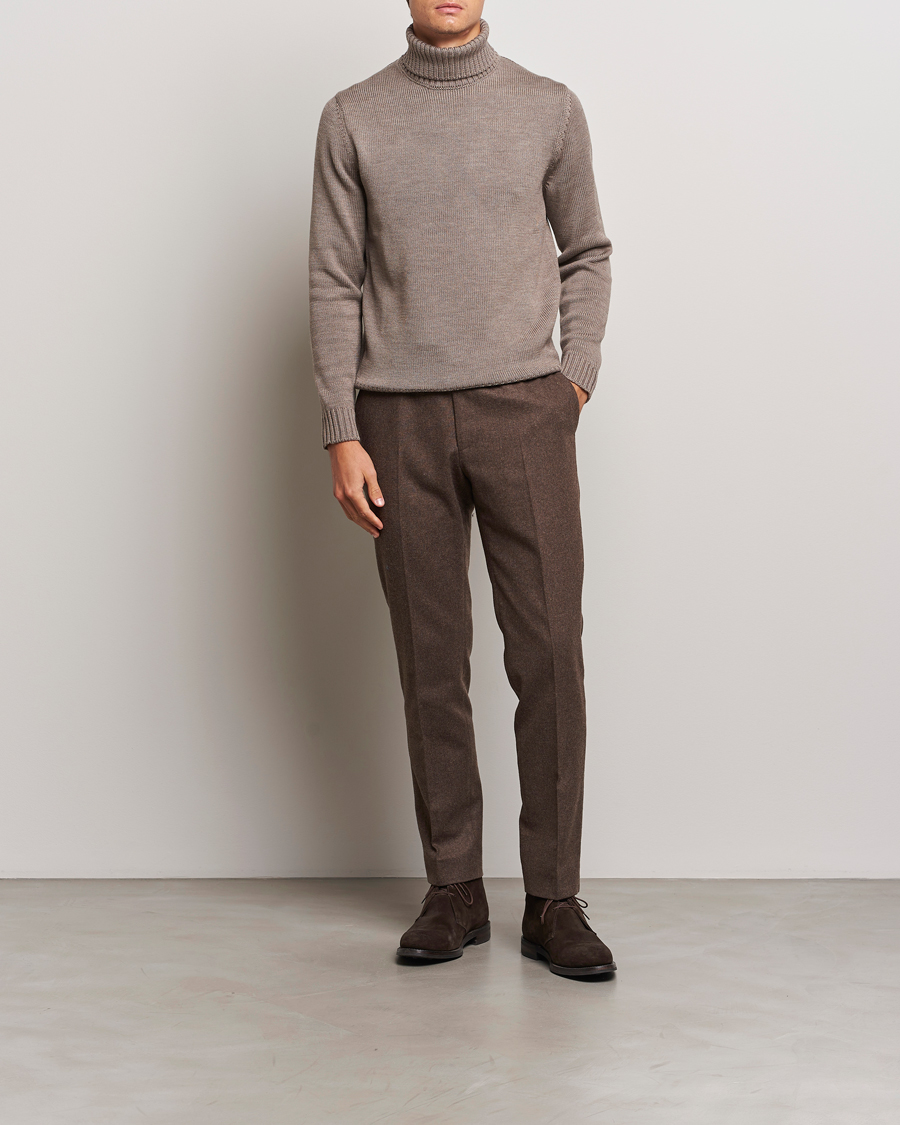 Herr | Tröjor | Zanone | Virgin Merino Wool Rollneck Taupe