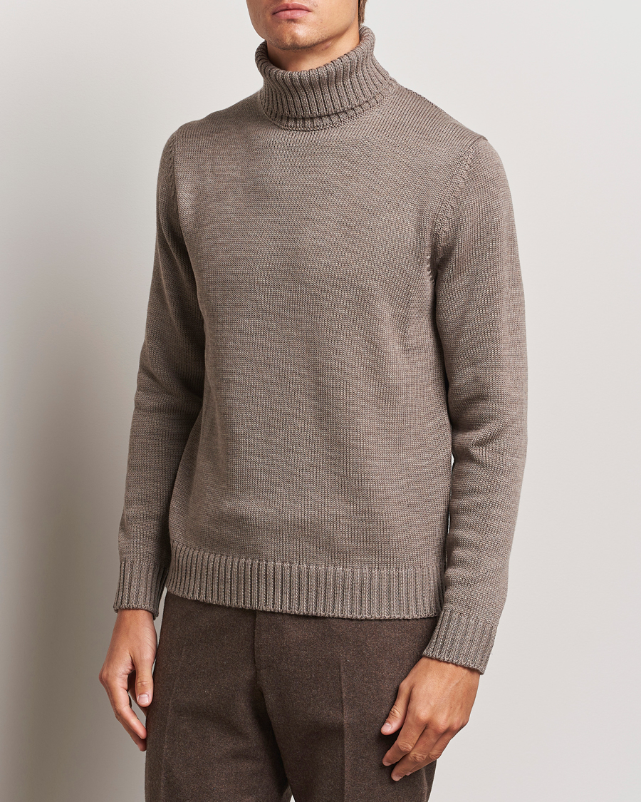 Herr | Tröjor | Zanone | Virgin Merino Wool Rollneck Taupe