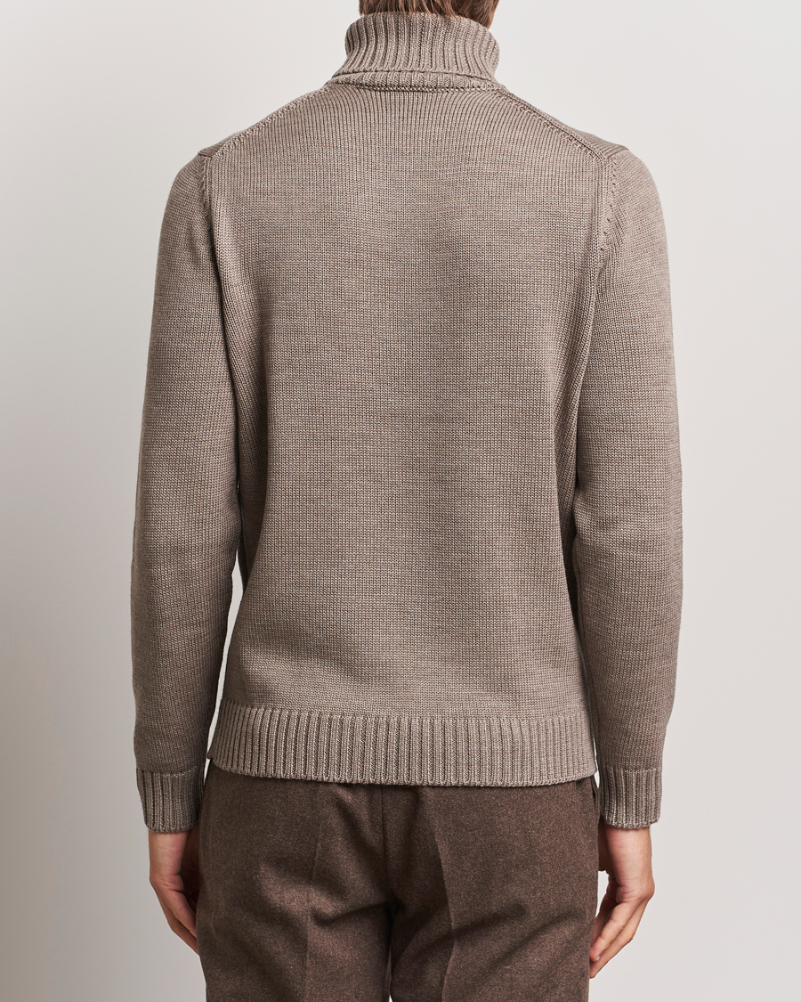Herr | Tröjor | Zanone | Virgin Merino Wool Rollneck Taupe