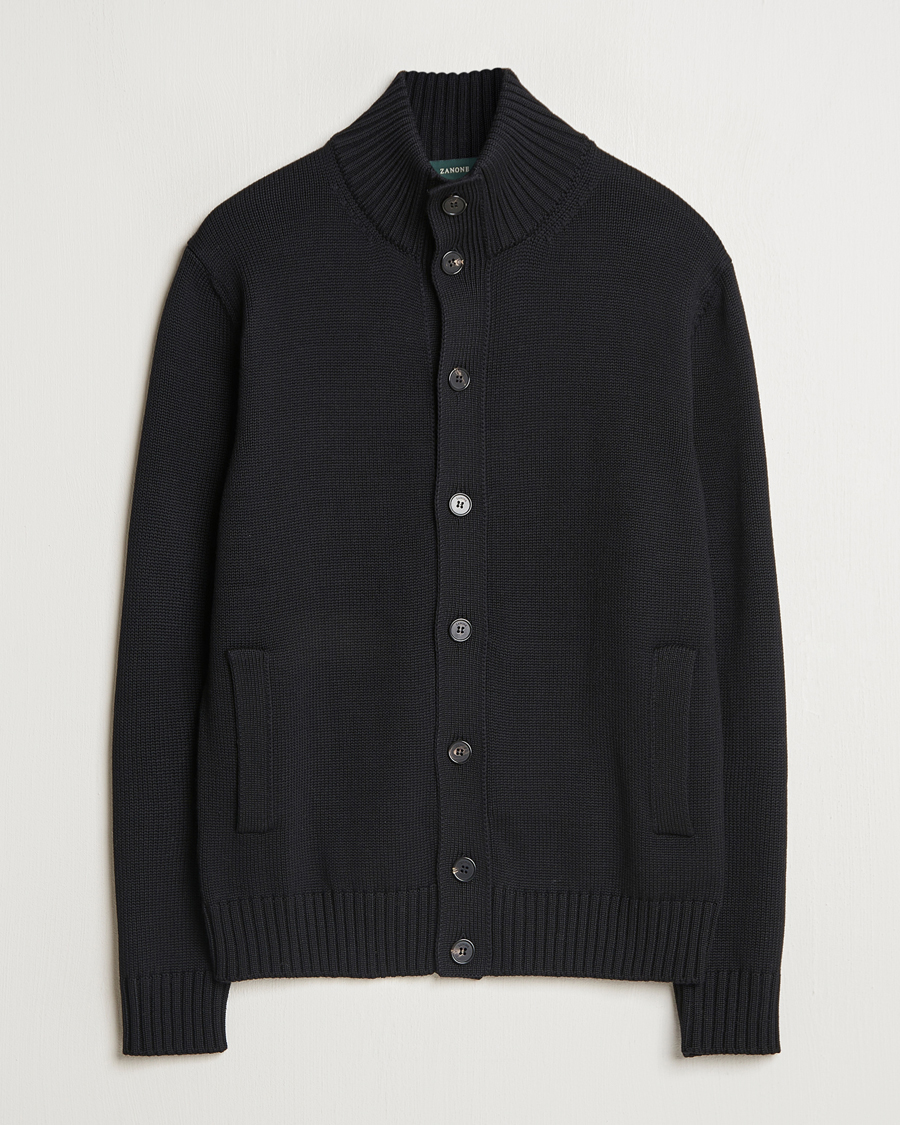 Herr | Tröjor | Zanone | Virgin Merino Wool Chioto Cardigan Black