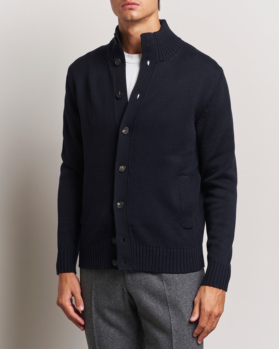 Herr | Tröjor | Zanone | Virgin Merino Wool Chioto Cardigan Navy
