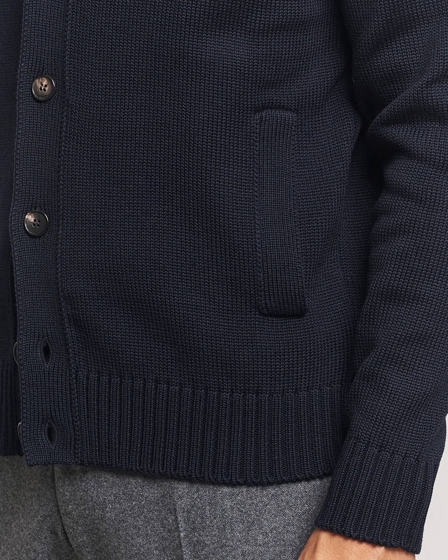 Herr | Tröjor | Zanone | Virgin Merino Wool Chioto Cardigan Navy