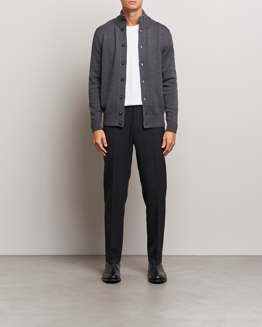 Herr | Tröjor | Zanone | Virgin Merino Wool Chioto Cardigan Grey Melange