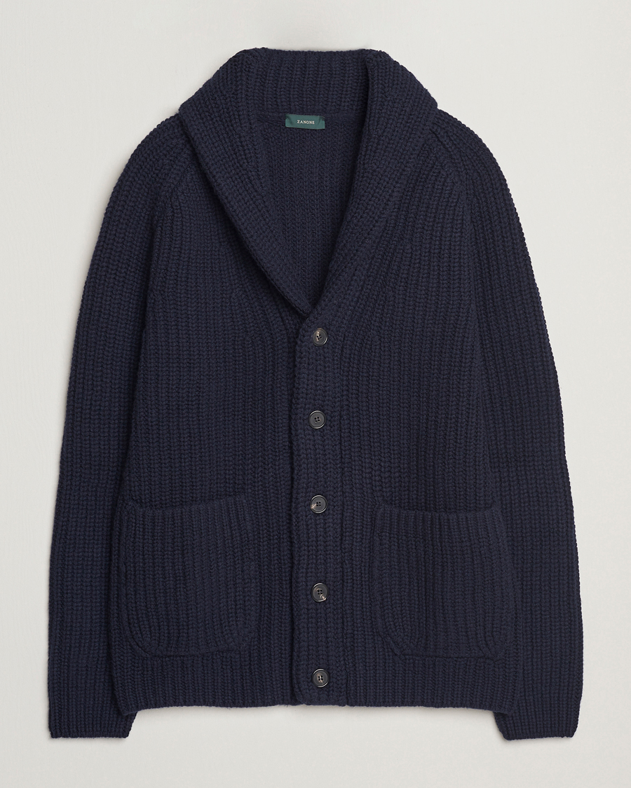 Herr | Tröjor | Zanone | Shawl Collar Cardigan Navy