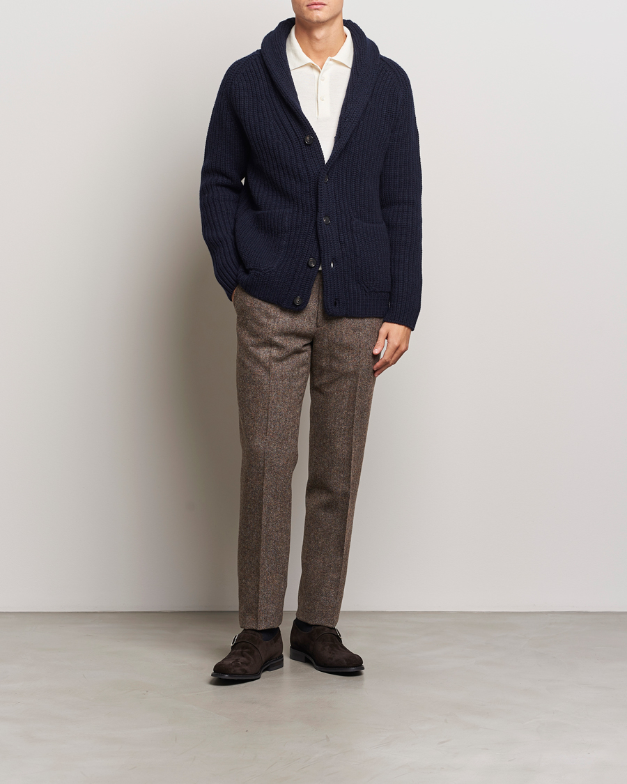 Herr | Tröjor | Zanone | Shawl Collar Cardigan Navy