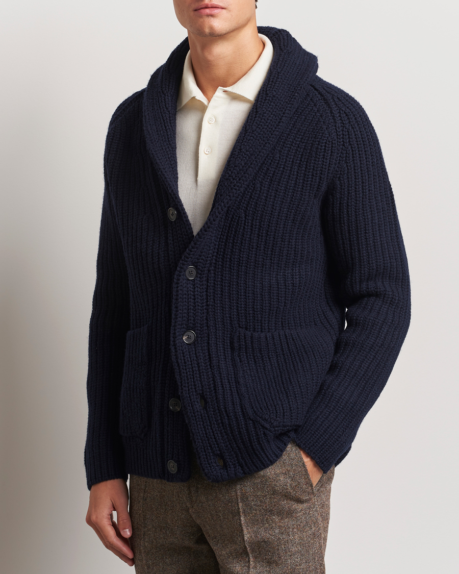 Herr | Tröjor | Zanone | Shawl Collar Cardigan Navy