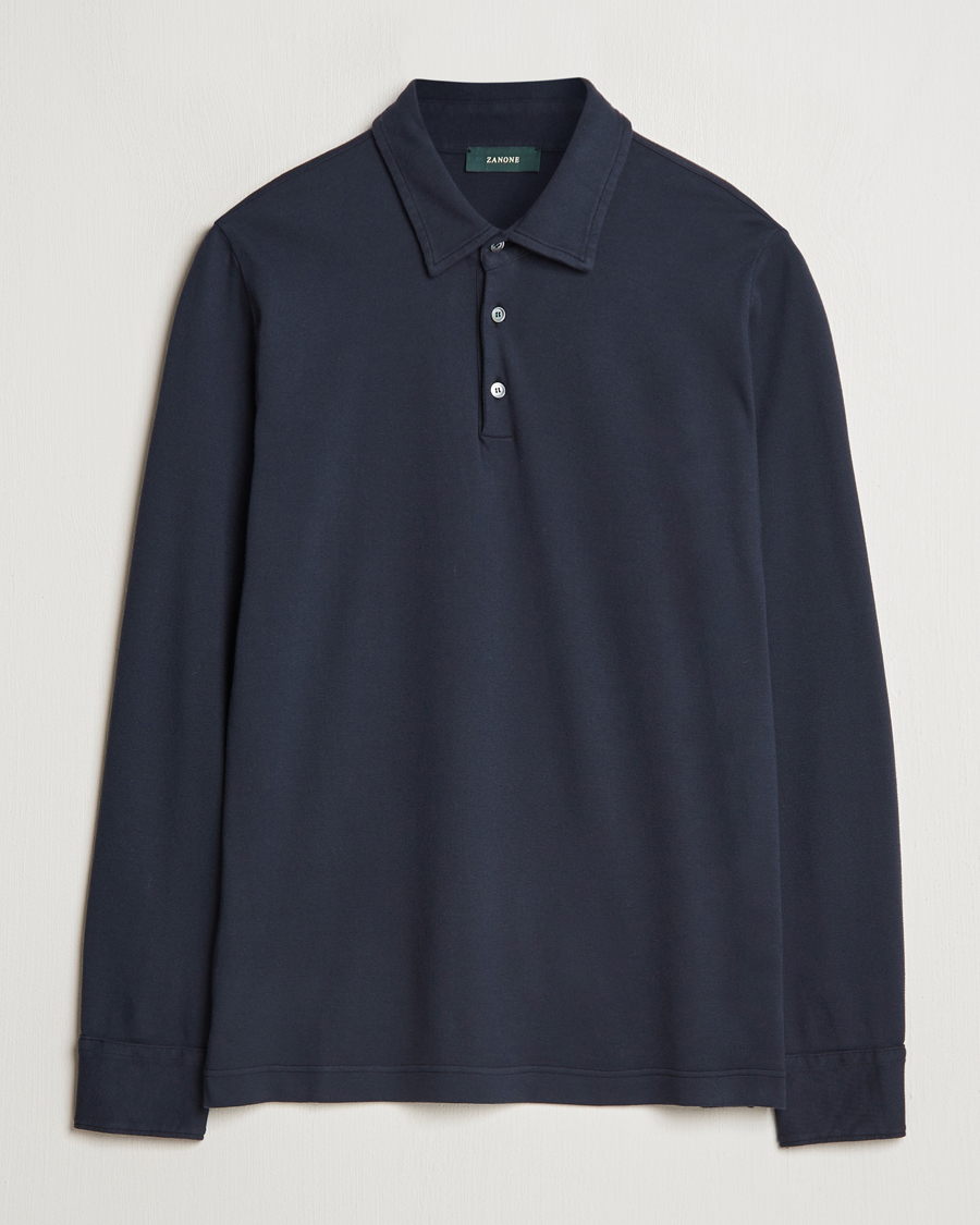 Herr | Tröjor | Zanone | Heavy Jersey Long Sleeve Polo Navy