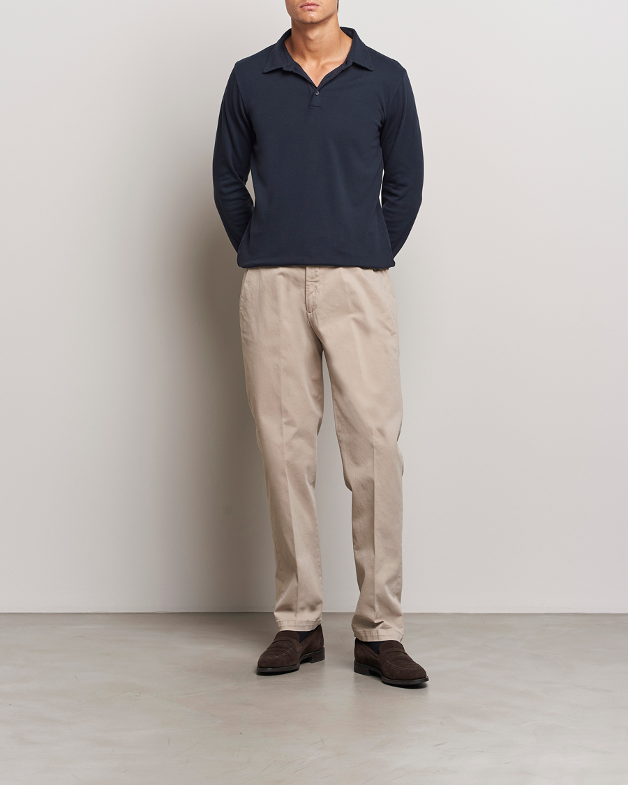 Herr | Tröjor | Zanone | Heavy Jersey Long Sleeve Polo Navy