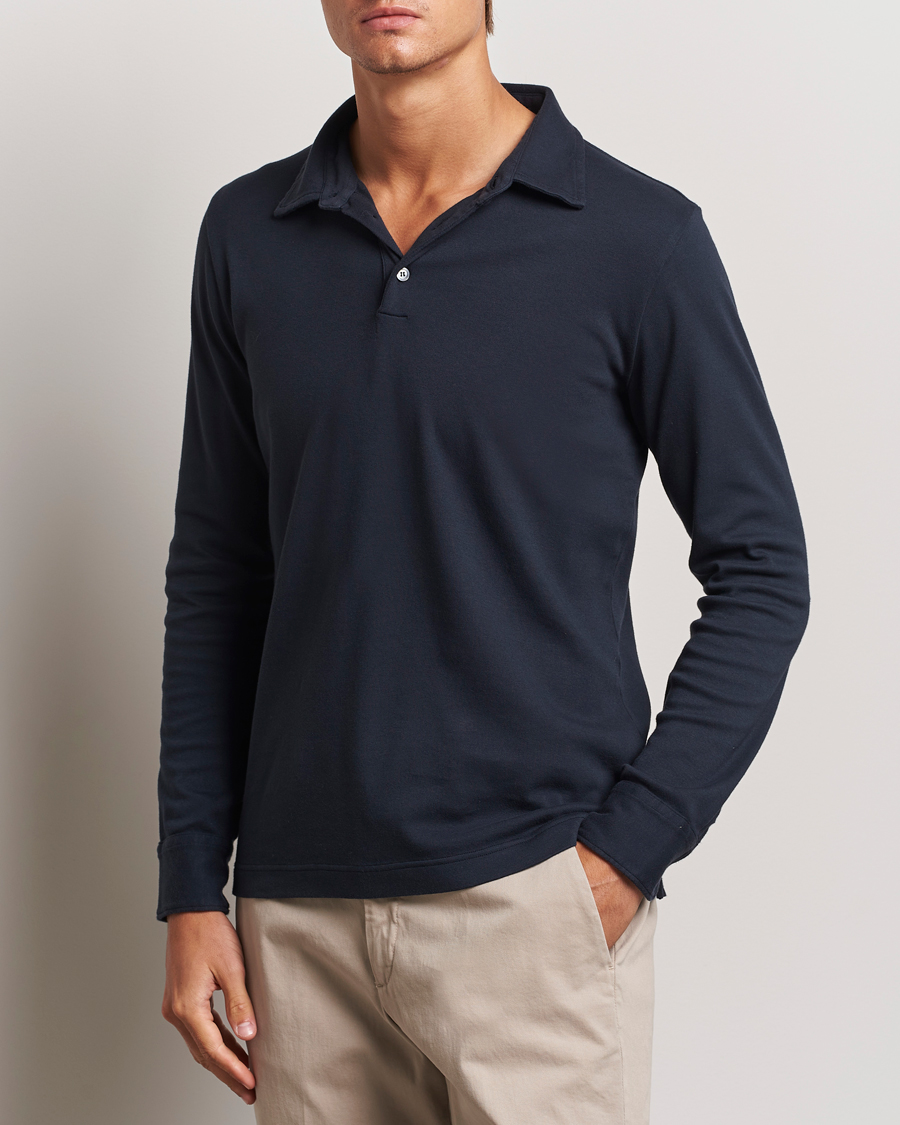 Herr | Tröjor | Zanone | Heavy Jersey Long Sleeve Polo Navy