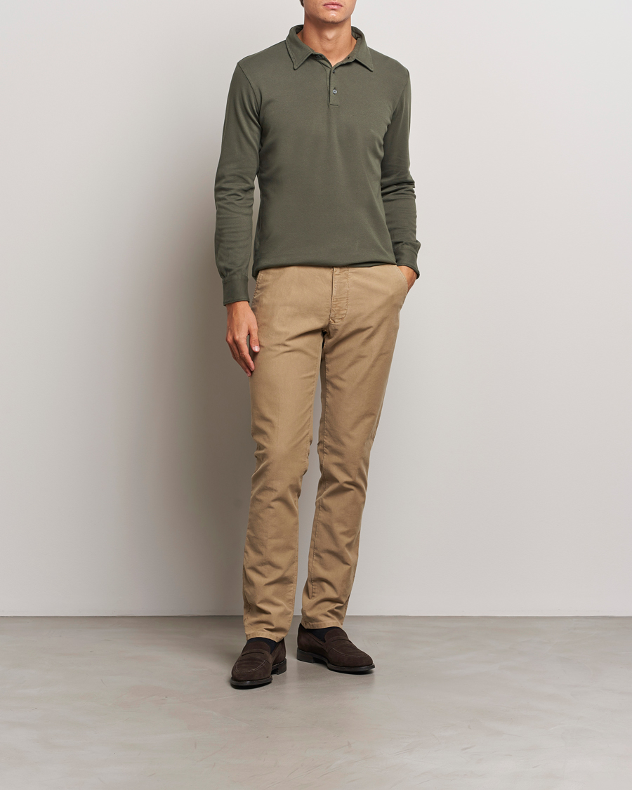 Herr | Tröjor | Zanone | Heavy Jersey Long Sleeve Polo Olive