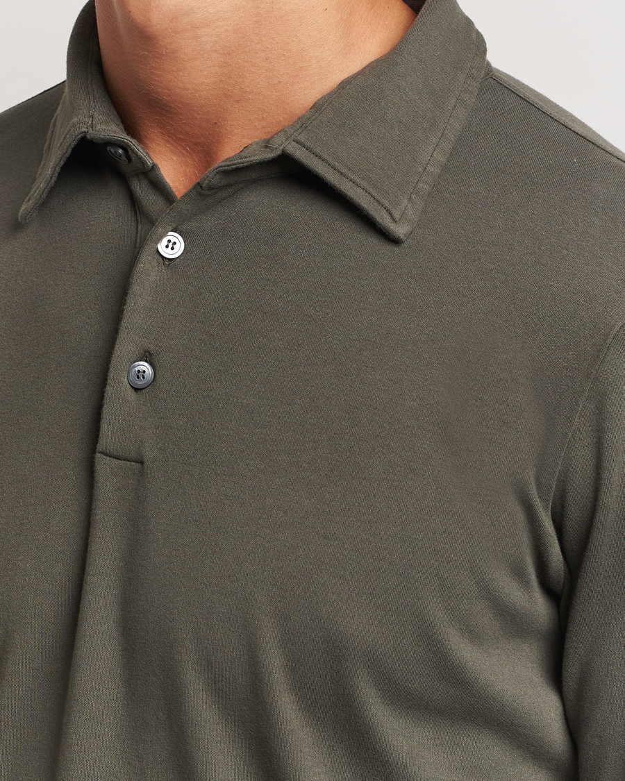 Herr | Tröjor | Zanone | Heavy Jersey Long Sleeve Polo Olive