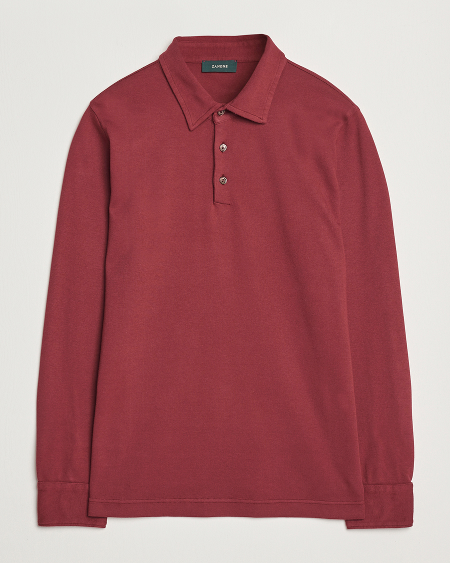Herr | Tröjor | Zanone | Heavy Jersey Long Sleeve Polo Bordeaux
