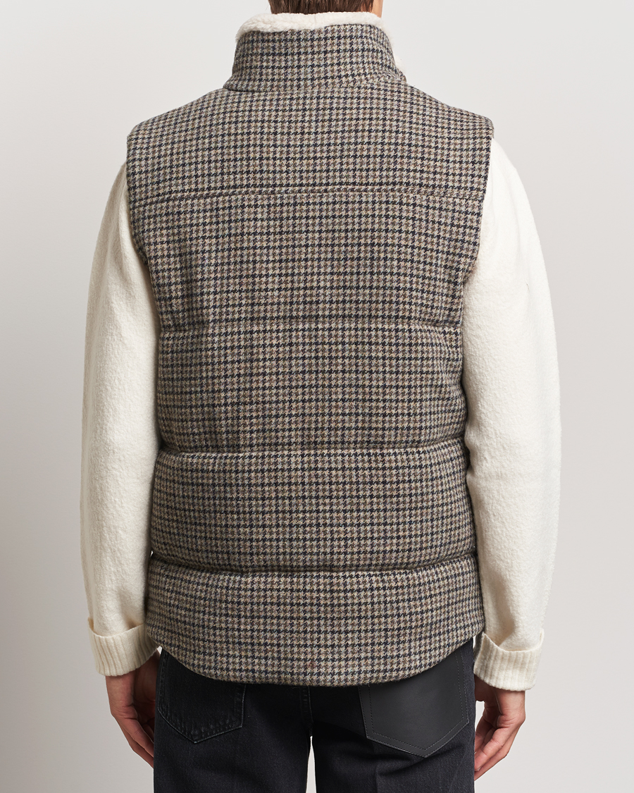 Herr | Jackor | Valstar | Shearling Collar Down Vest Grey Houndstooth