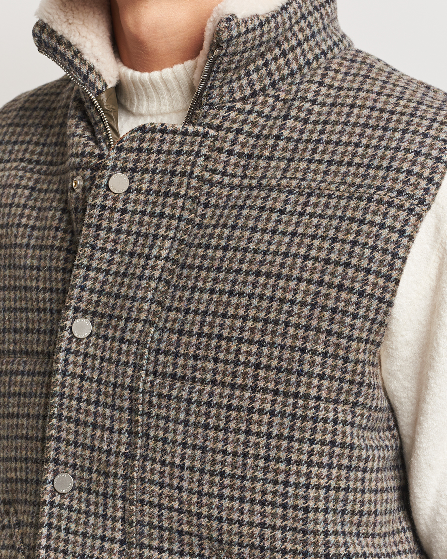 Herr | Jackor | Valstar | Shearling Collar Down Vest Grey Houndstooth