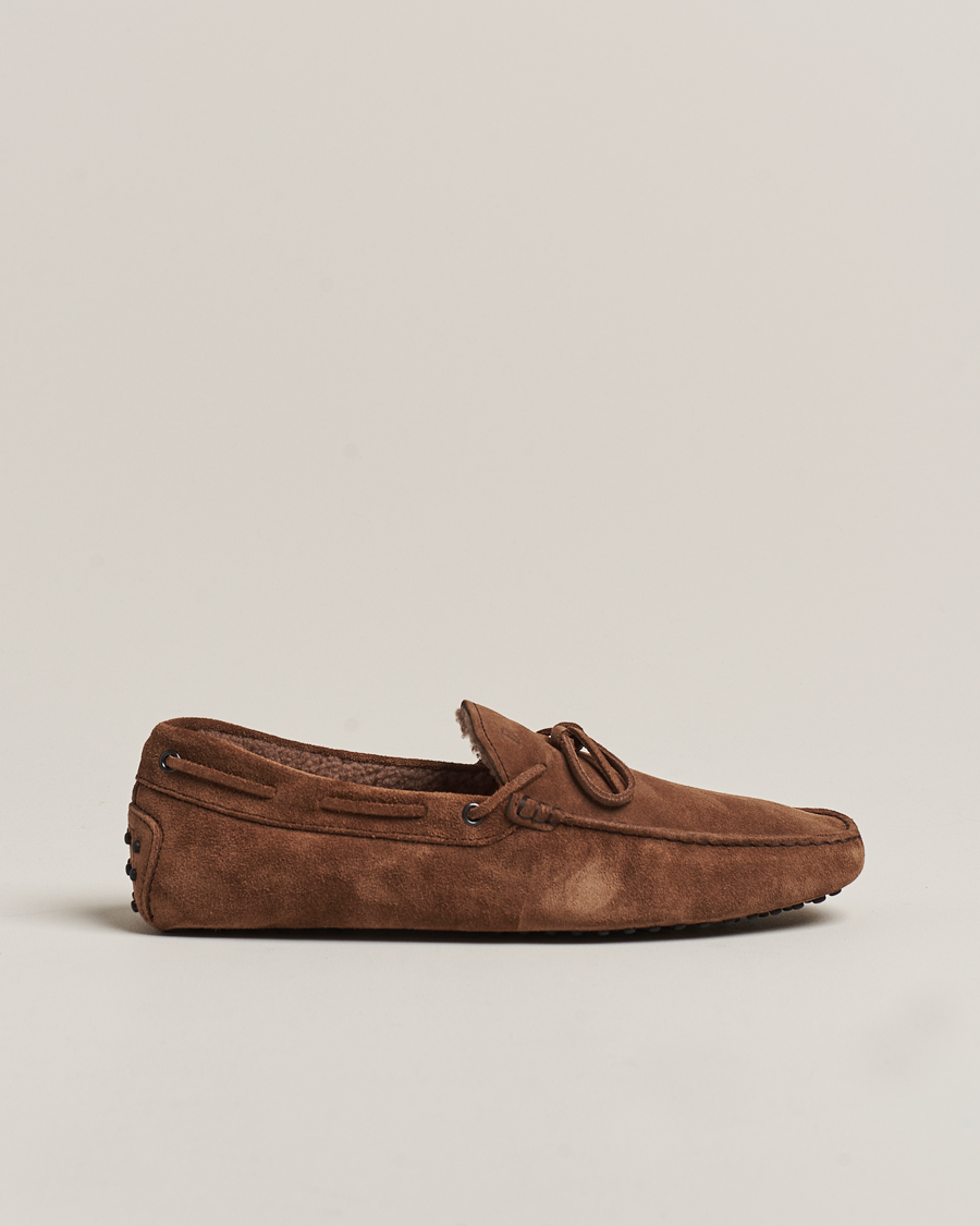 Herr | Tod's Winter Shearling Gommino Brown Suede | Tod's | Winter Shearling Gommino Brown Suede